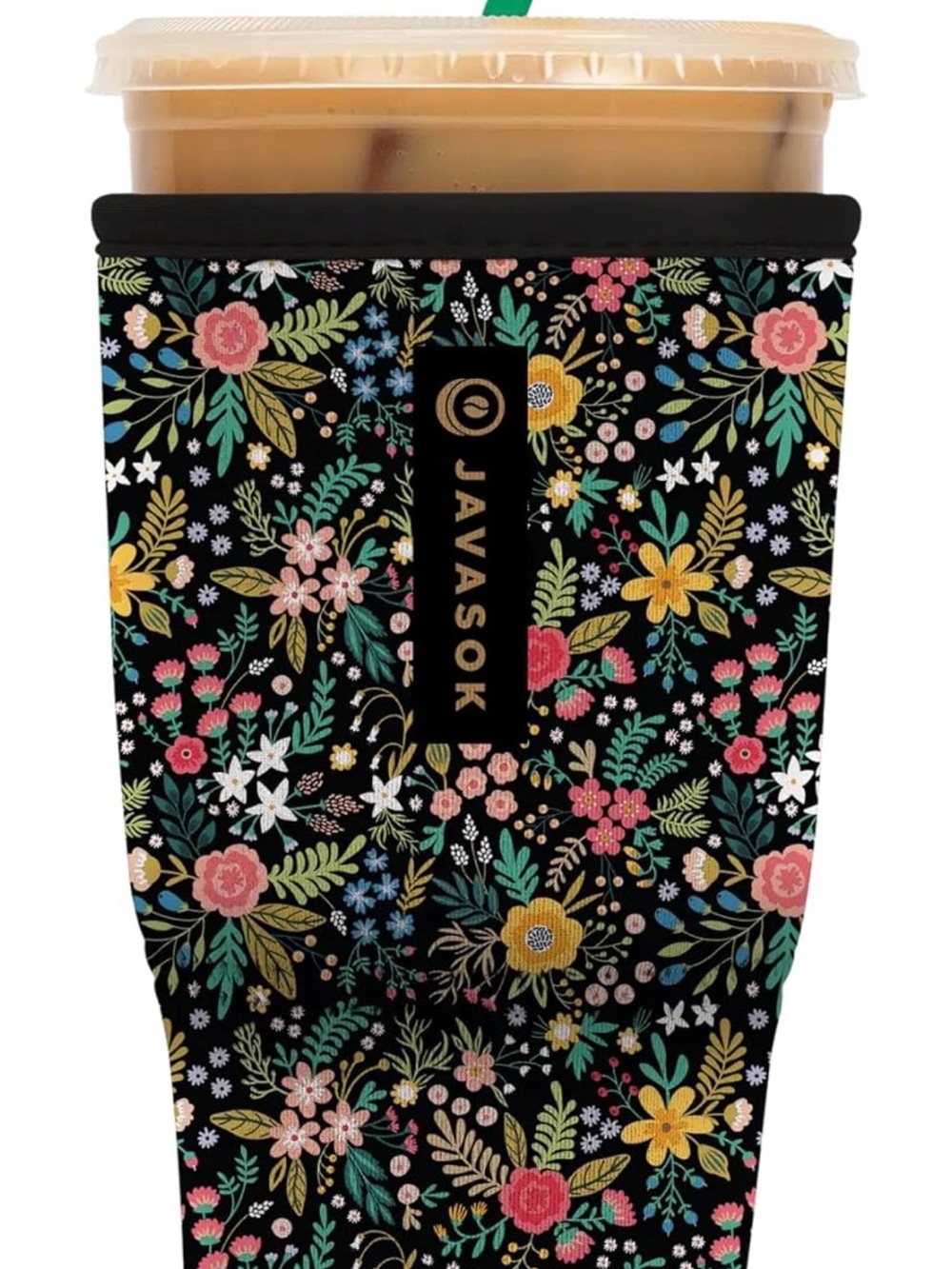 Javasok Floral Reusable Cup Sleeve - Black Multi fits 30/32 oz